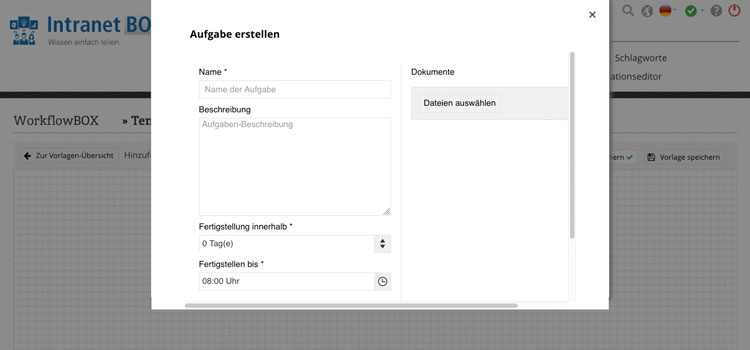 Intranet Workflow Software - Aufgabe erstellen