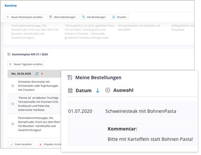 Workflow Software Modul Kantinenplan