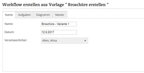 Workflow Auswahl Verantwortlicher