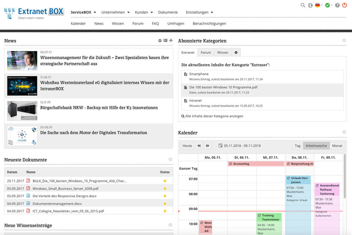 Intranet Workflow Erweiterungen ExtranetBOX